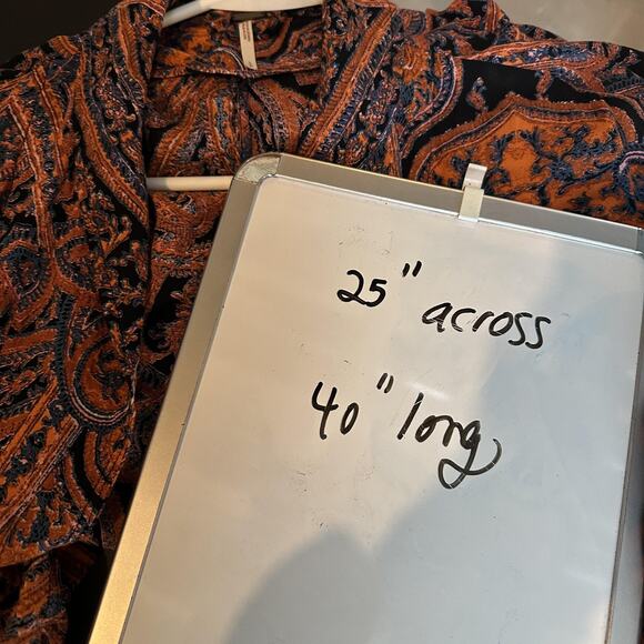 Free People Kimono Cardigan Womens Small Black Paisley Open Front Boho Duster - Picture 13 of 13